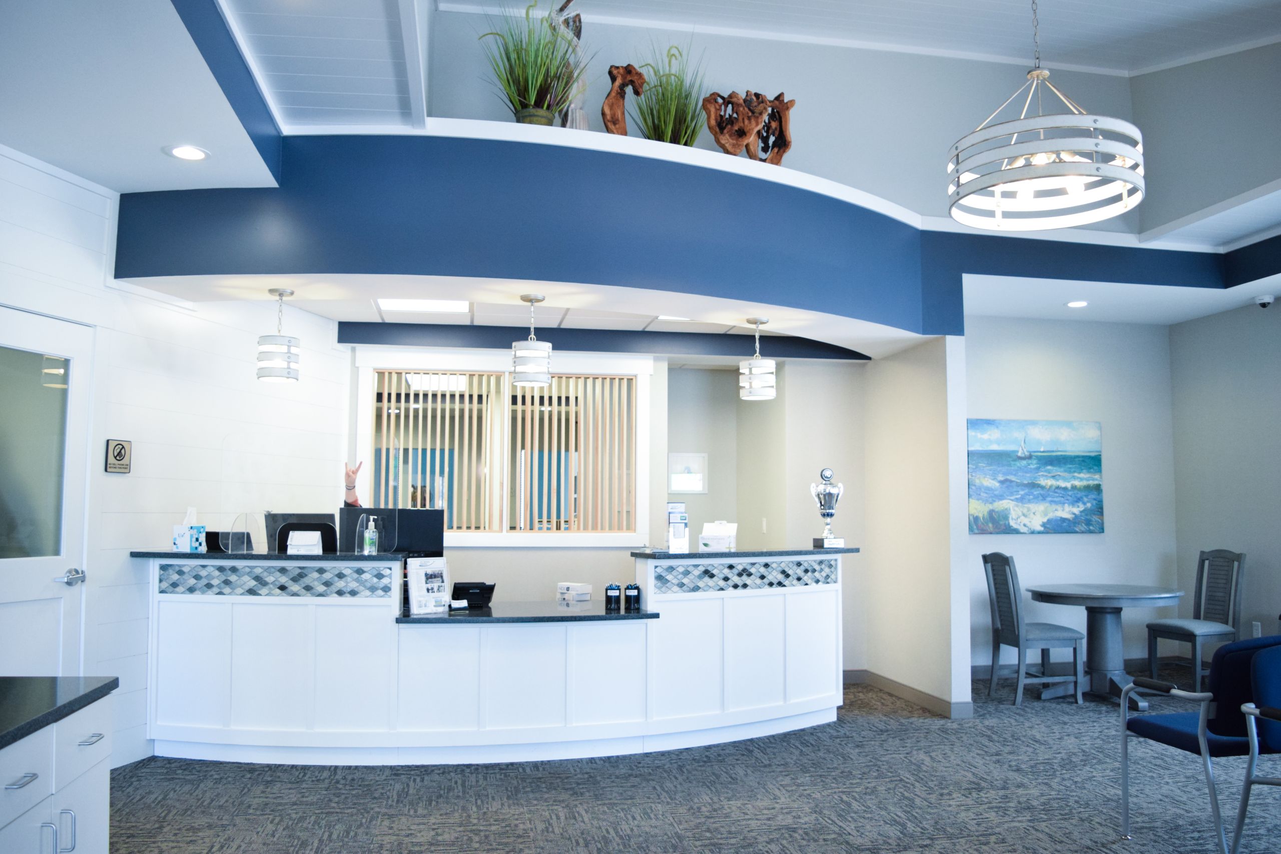 The reception area at MI Smiles Dental Grand Haven
